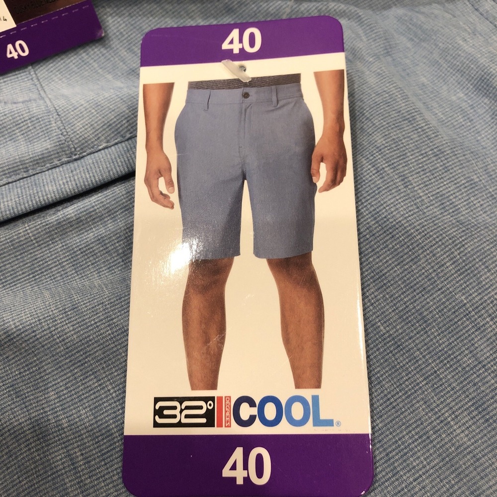 NWT Mens size 40 Flat Front 32 Degrees Cool blue Melange Golf Shorts